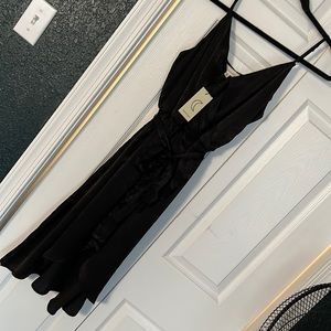 Black Silky Wrap Dress